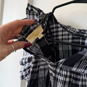 Rebellion Checkered Gingham Black and White Blouse